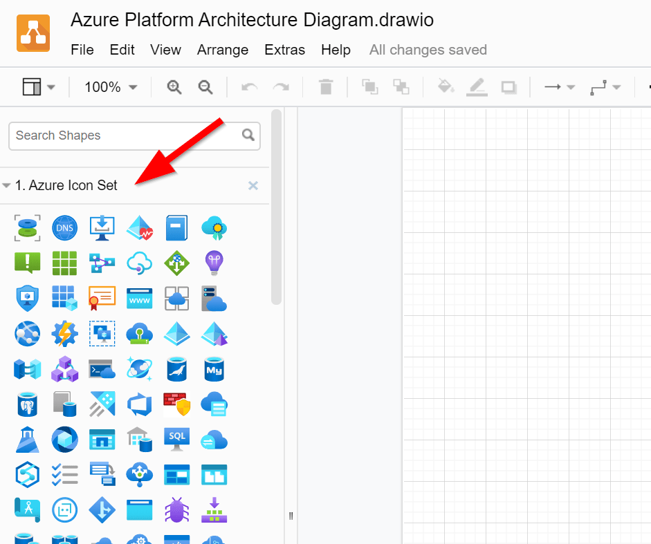 Working with Azure icons in draw.io Modern Data & AI